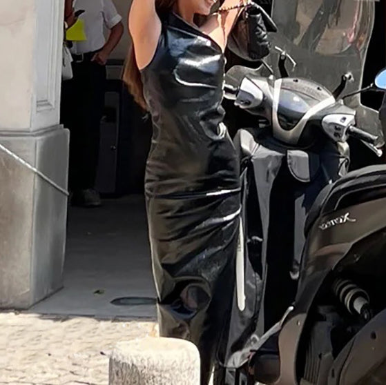 Sleeveless Leather Midi Dress
