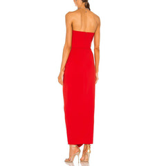 Ruffled Tube Evening Dress Gown