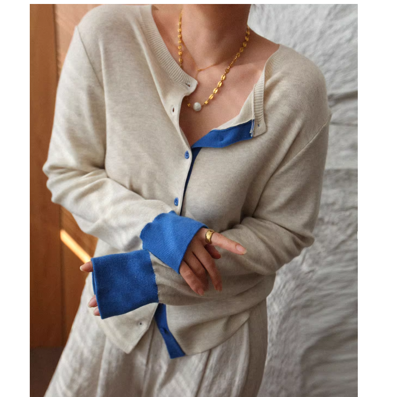 Bi-Color Knitwear Cardigan