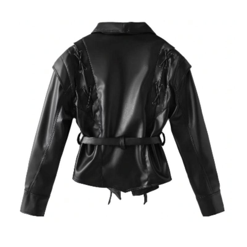 Lace Up Leather Jacket