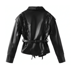 Lace Up Leather Jacket