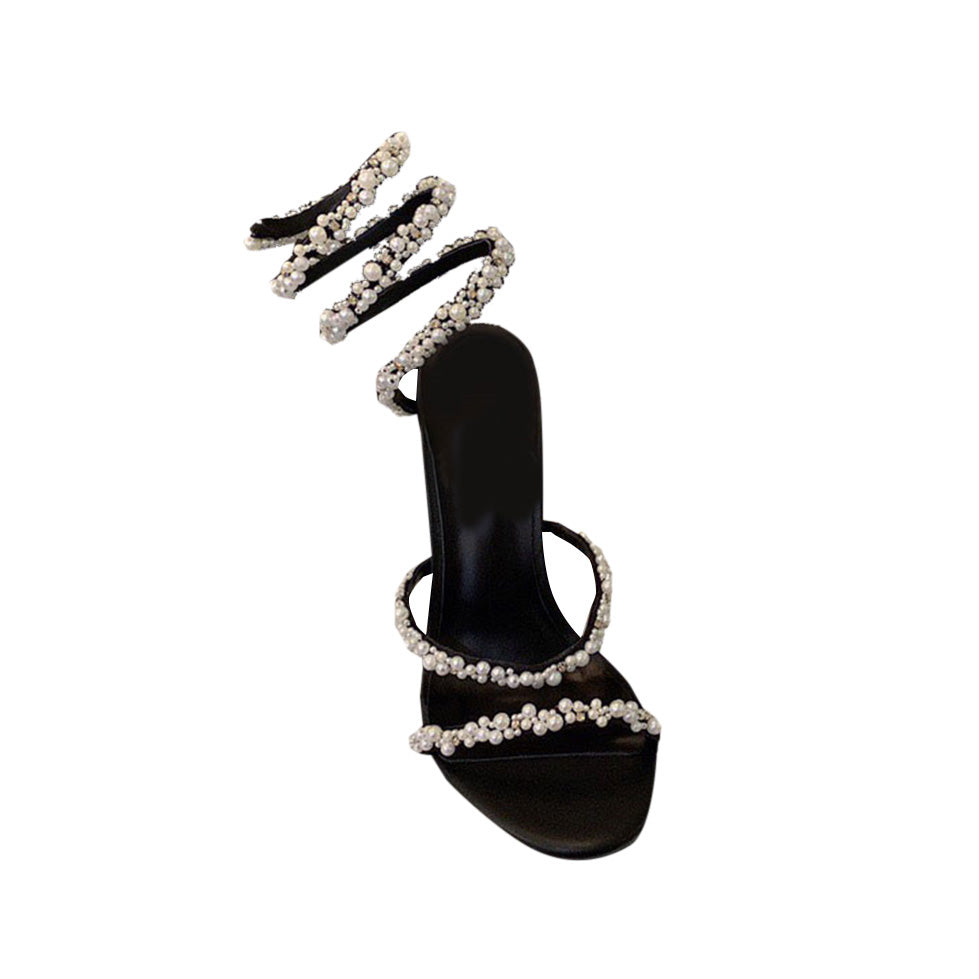 Pearl High Heel Wrap Sandals