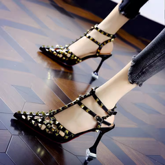 Studded Mid Heel Sandals - 8.5cm