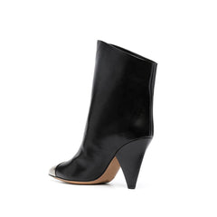 Metal Plated Leather Ankle Boots