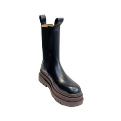 Basic Bi-Color Leather Ankle Boots