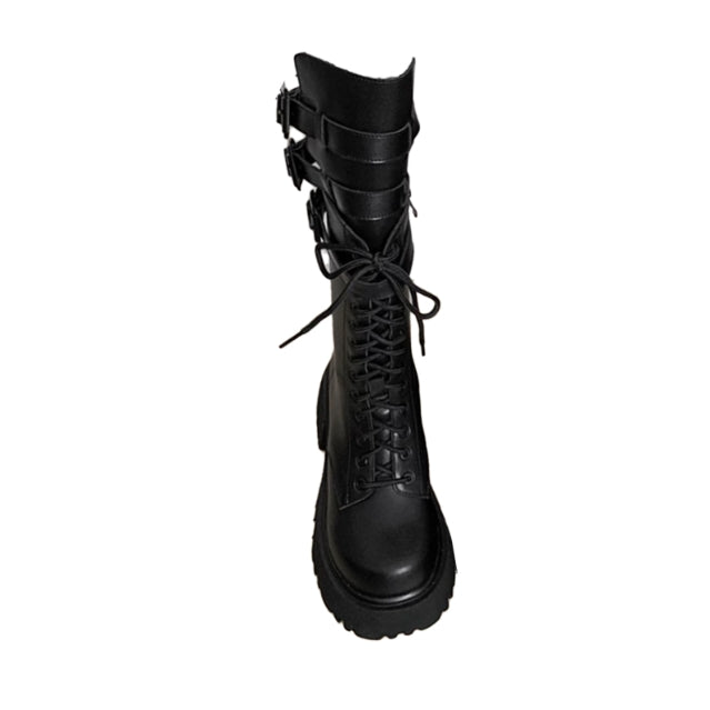 Buckled Lace Up Ankle Boots