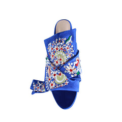 Embroidery Knotted Leather Slipper Slides