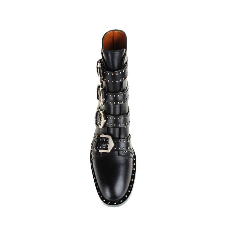 ive - LEWIS Studded Buckled Biker Ankle Boots