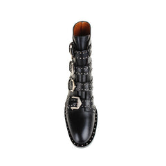 ive - LEWIS Studded Buckled Biker Ankle Boots