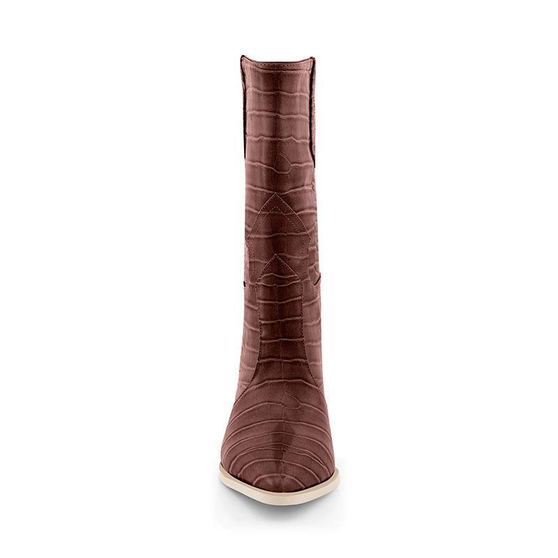 culptured Heel Western Cowboy Ankle Boots