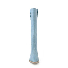 culptured Heel Western Cowboy Knee High Boots