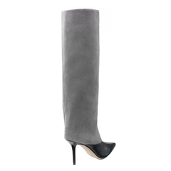 Leather And Suede Knee High Boots