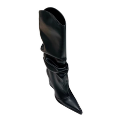 Fold Knee High Boots