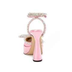 Diamante Bow Ankle Strap Platform Sandals