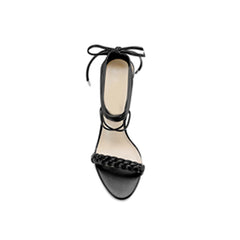 Braided Lace Up Mid Heel Sandals - 8cm
