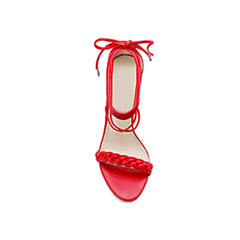 Braided Lace Up Mid Heel Sandals - 6cm