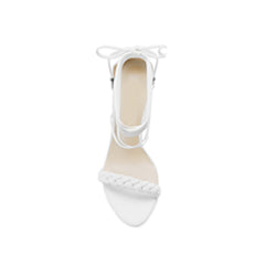 Braided Lace Up Mid Heel Sandals - 6cm
