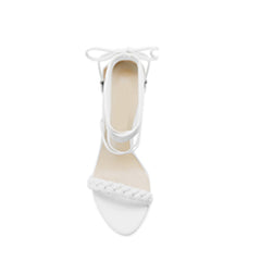 Braided Lace Up Mid Heel Sandals - 8cm