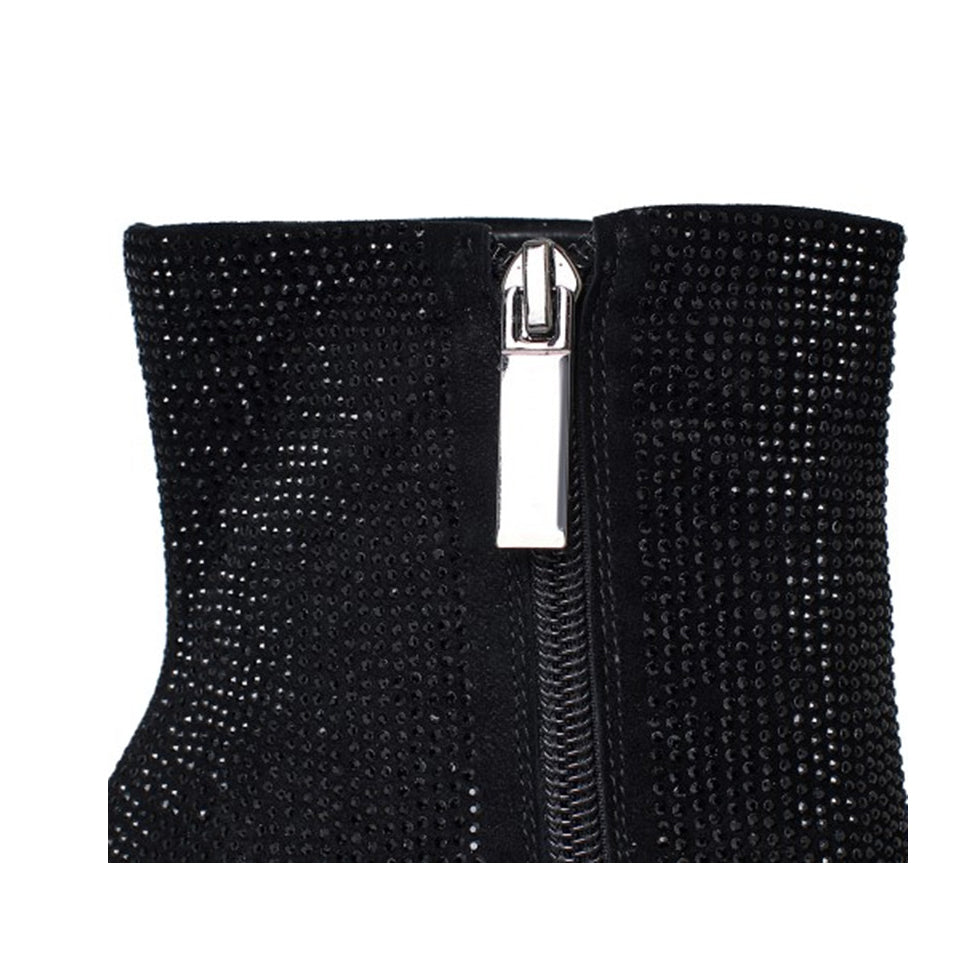 Diamante Block Heel Platform Ankle Boots