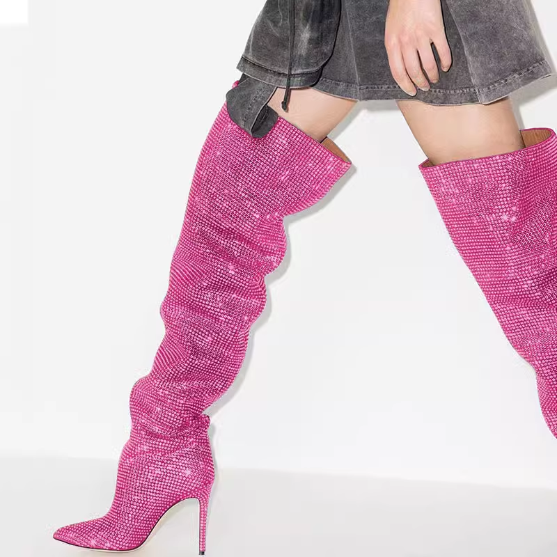 Diamante Stiletto Heel Over The Knee Boots - 11.5c