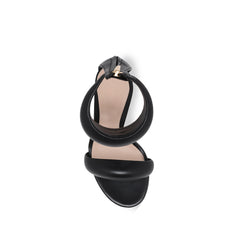Ankle Strap Leather Stiletto Mid Heel Sandals - 7.