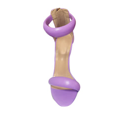 Ankle Strap Leather Stiletto Mid Heel Sandals - 7.