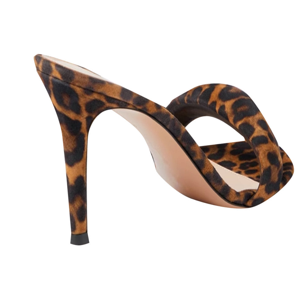 Printed Stiletto High Heel Mules Sandals - 9.5 cm