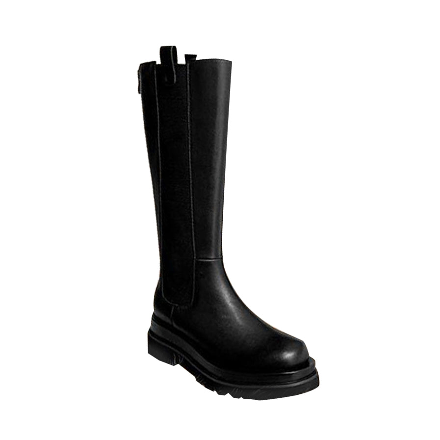 Platform Leather Knee High Boots
