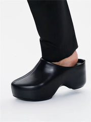 Leather Platform Mules Sandals