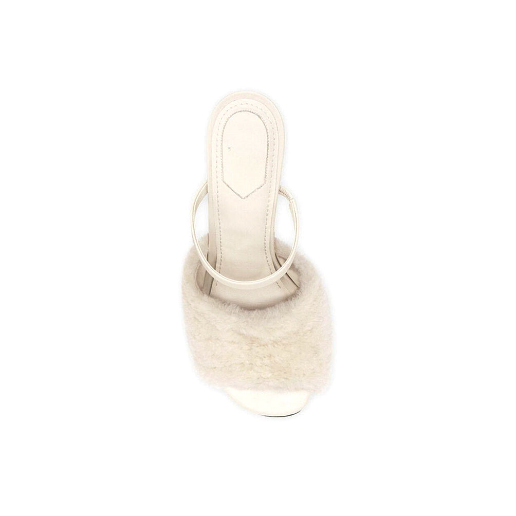 Fur Sculptured Heel Sandals