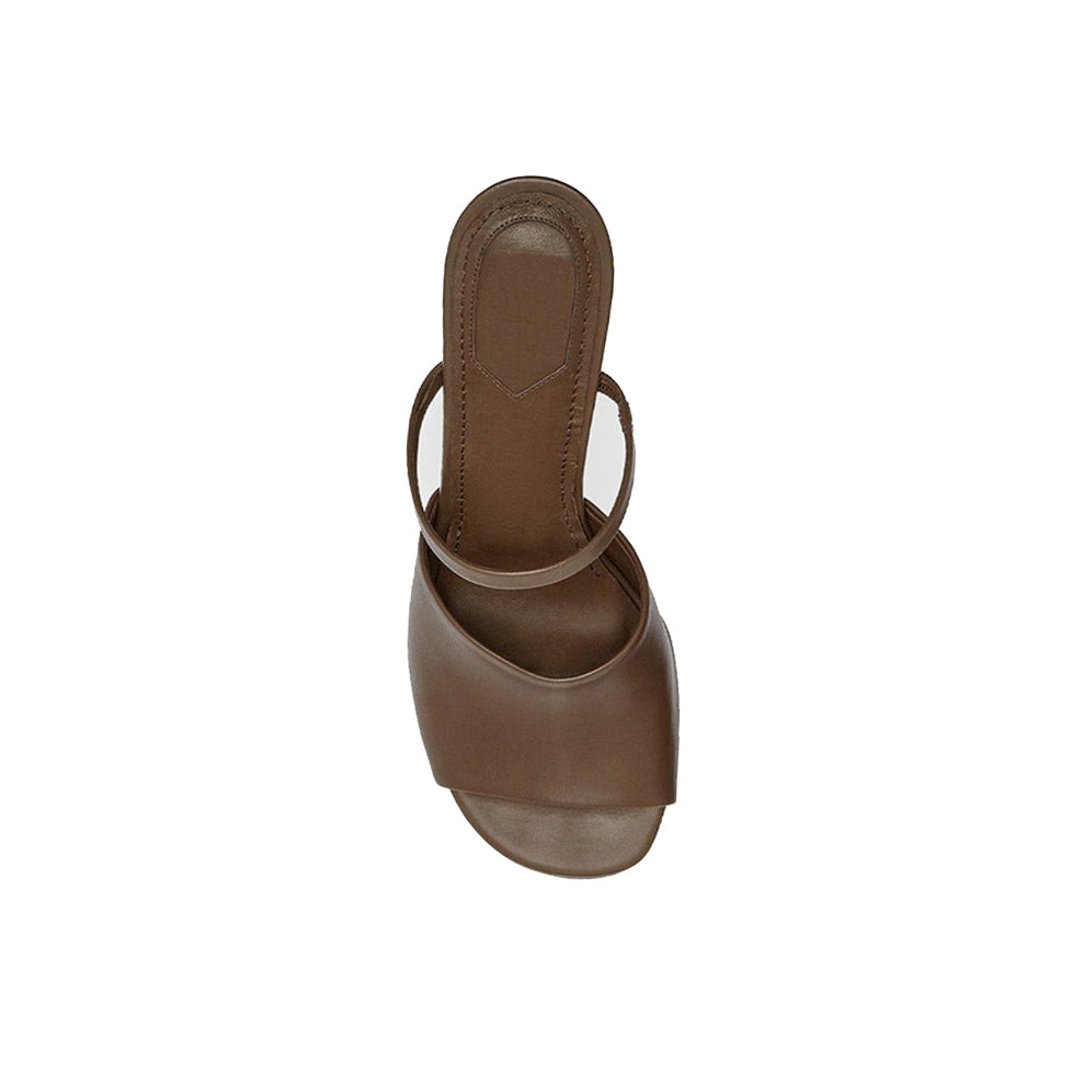 Leather Sculptured Heel Sandals