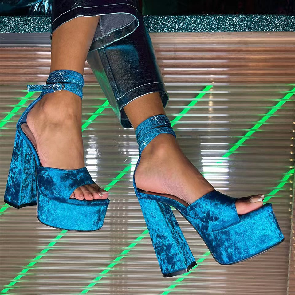 Block Heel Ankle Strap Platform Sandals