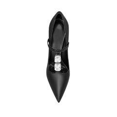 Diamante T-Strap Mid Heel Sandals - 8cm