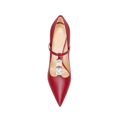 Diamante T-Strap Mid Heel Sandals - 8cm