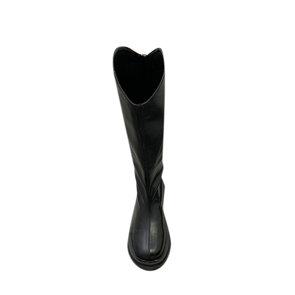 Leather Platform Knee High Boots