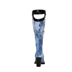 Chain Embellished Knee High Boots