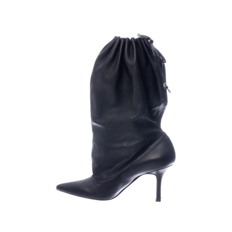 Draw-String High Heel Knee High Boots