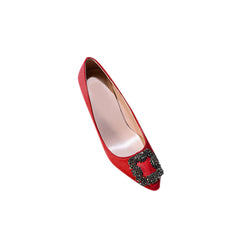 Diamante Embellished Satin Mid Heel Pumps - 6cm