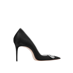 Diamante Bow Mid Heel Pumps - 6cm