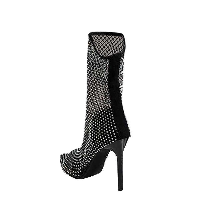 Diamante Mesh Ankle Boots - 11cm