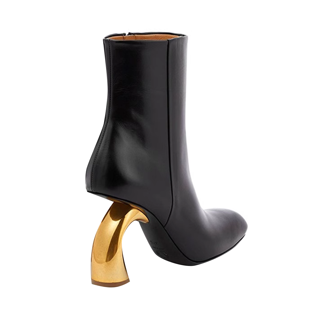 Metal Heel Ankle Boots