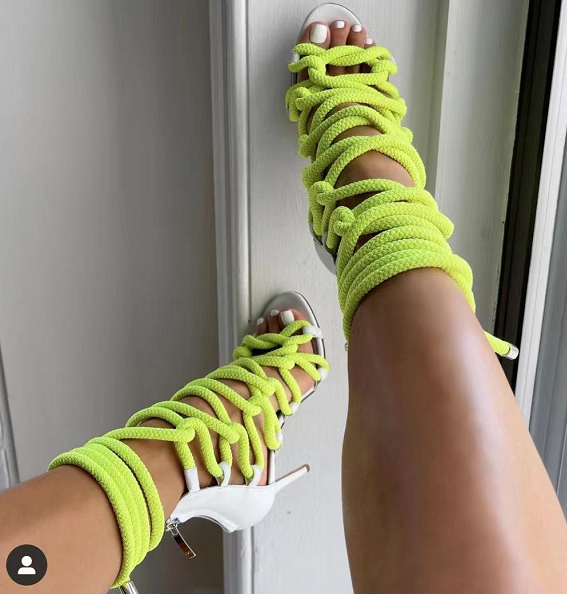 Lace Up High Heel Rope Sandals