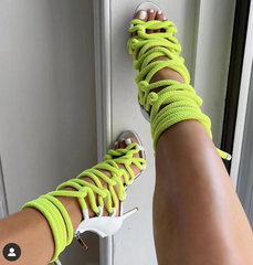 Lace Up High Heel Rope Sandals