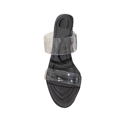 Diamante PVC Mules Sandals - 8.5cm