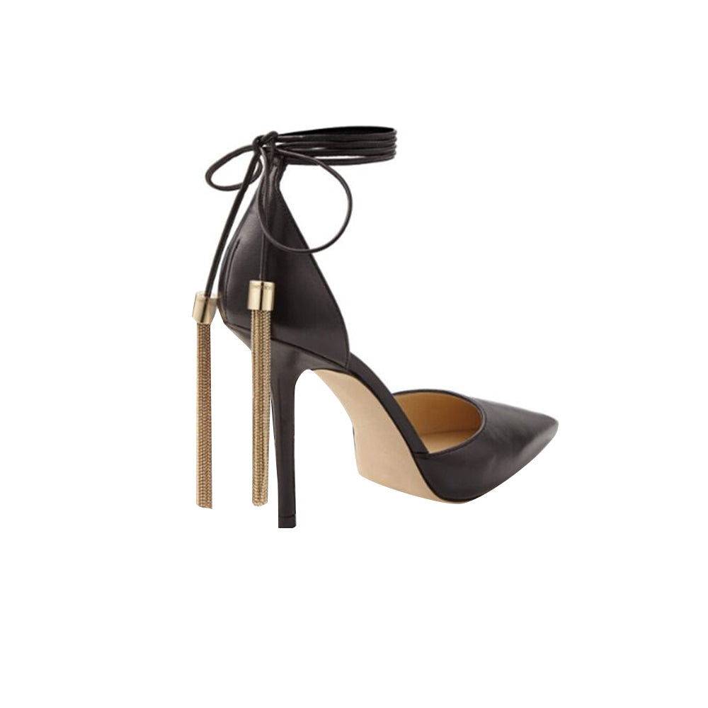 Tassels Lace Up High Heel Sandals