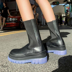 Basic Bi-Color Leather Ankle Boots
