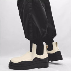 Bi-Color Leather Ankle Boots