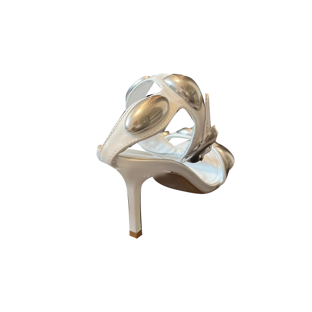 Metal Embellished Mid Heel Sandals