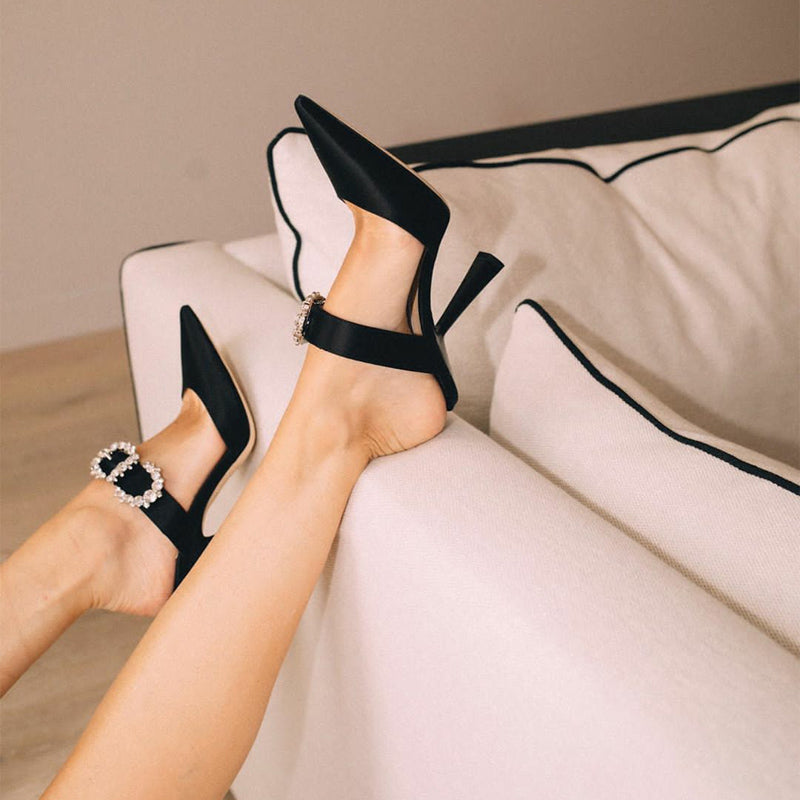 Diamante Buckled Mules Sandals