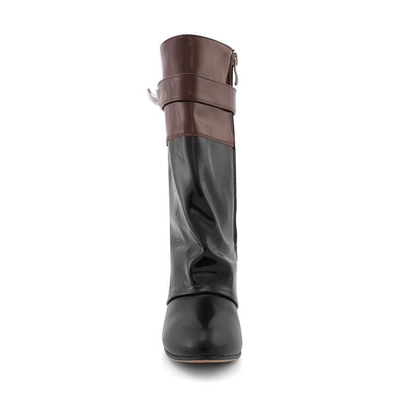 Patent Leather Wedged Heel Ankle Boots